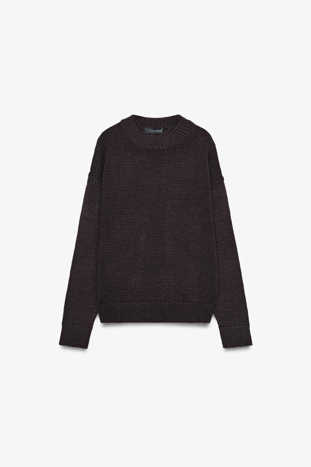 자라 베이직 라운드넥 니트 스웨터 6771/135 BROWN - 상품 이미지