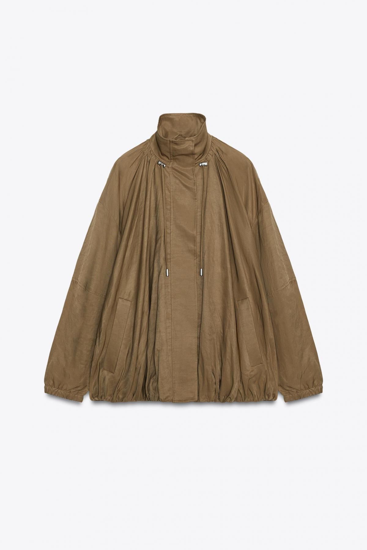 자라 테크니컬 하이넥 플루이드 봄버 재킷 3305/240 BROWN / TAUPE - 메인 이미지