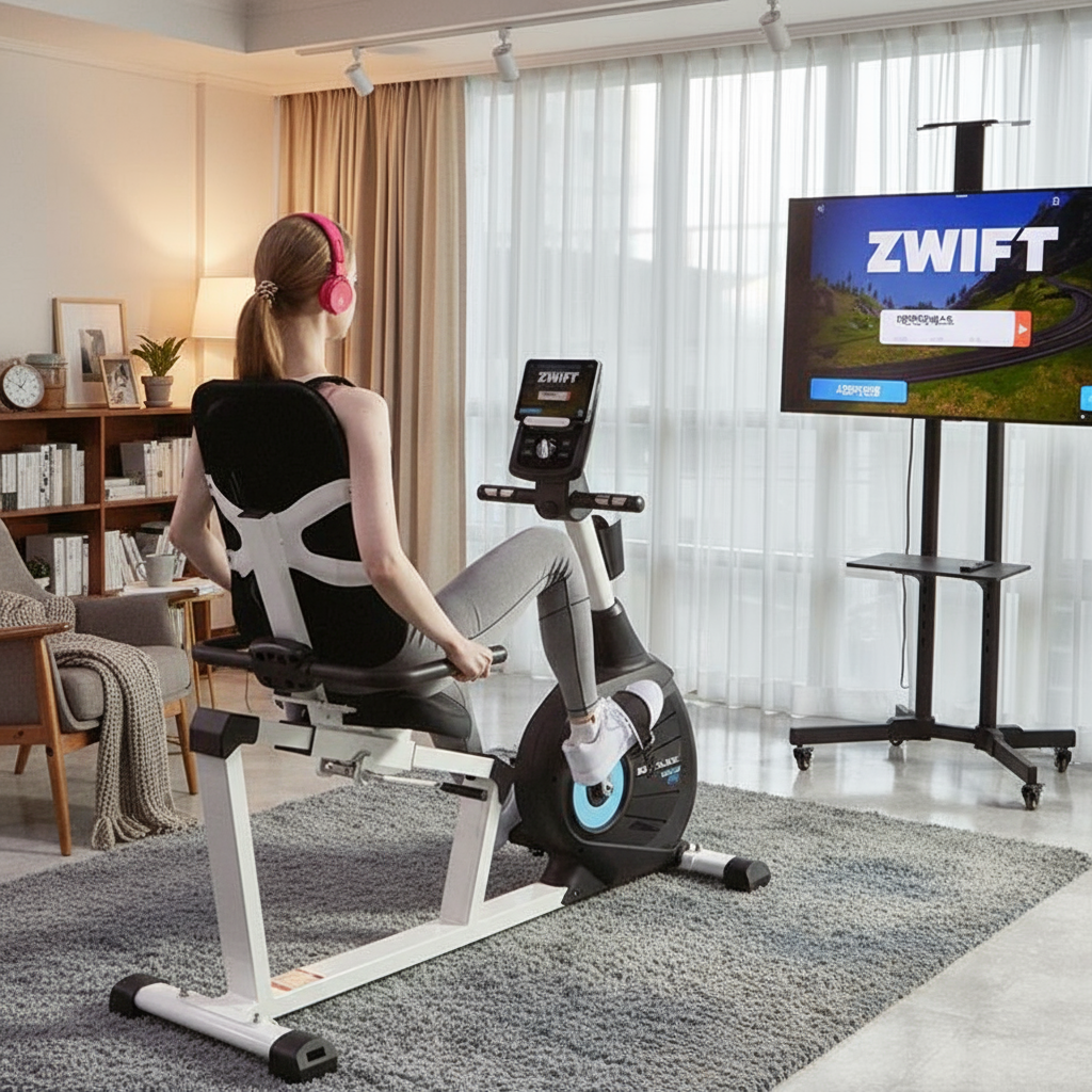 (국내생산) V501 ERG 즈위프트 MyWhoosh 어플연동 좌식 싸이클 V-501 + 야핏1개월 이용권 - 상품 이미지