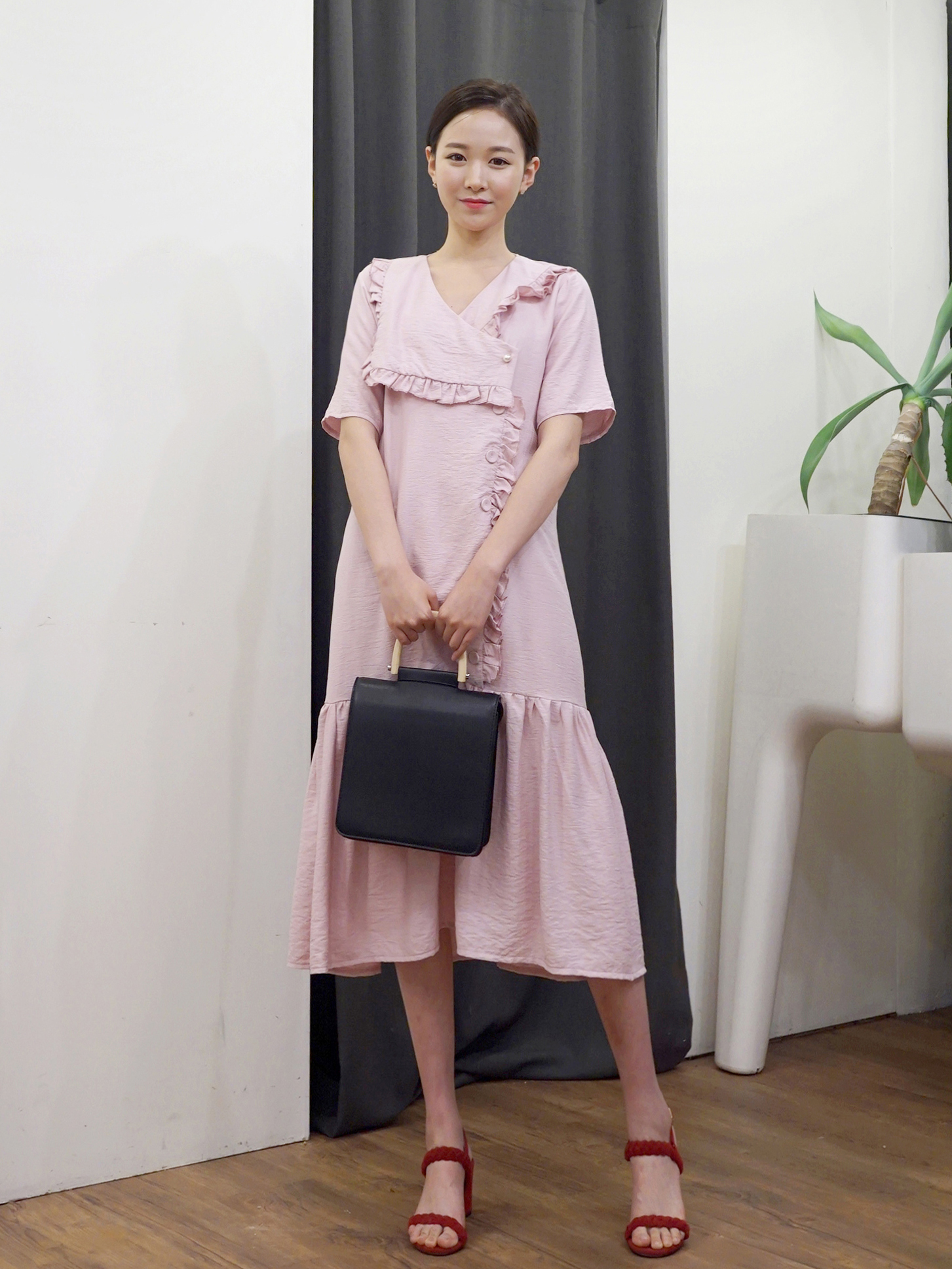 더블 진주버튼 롱원피스 이미지 4
