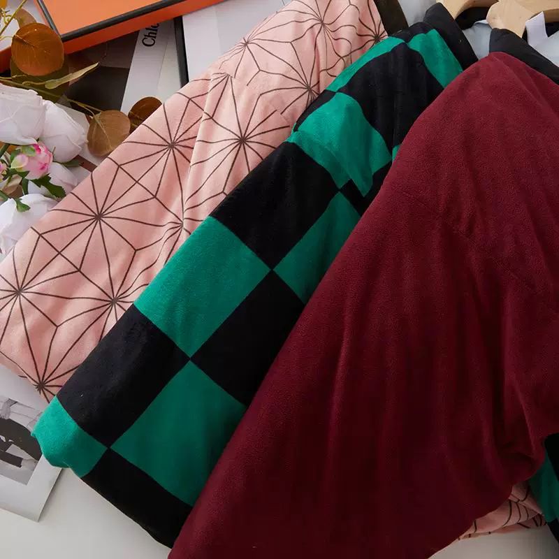 코스튬 한텐 일본 실내 가디건 남자 기모노 누빔 따뜻한 얇은 유카타 의상 코스프레 착용복 다크그린 블랙 체크 S - 상세 이미지 3