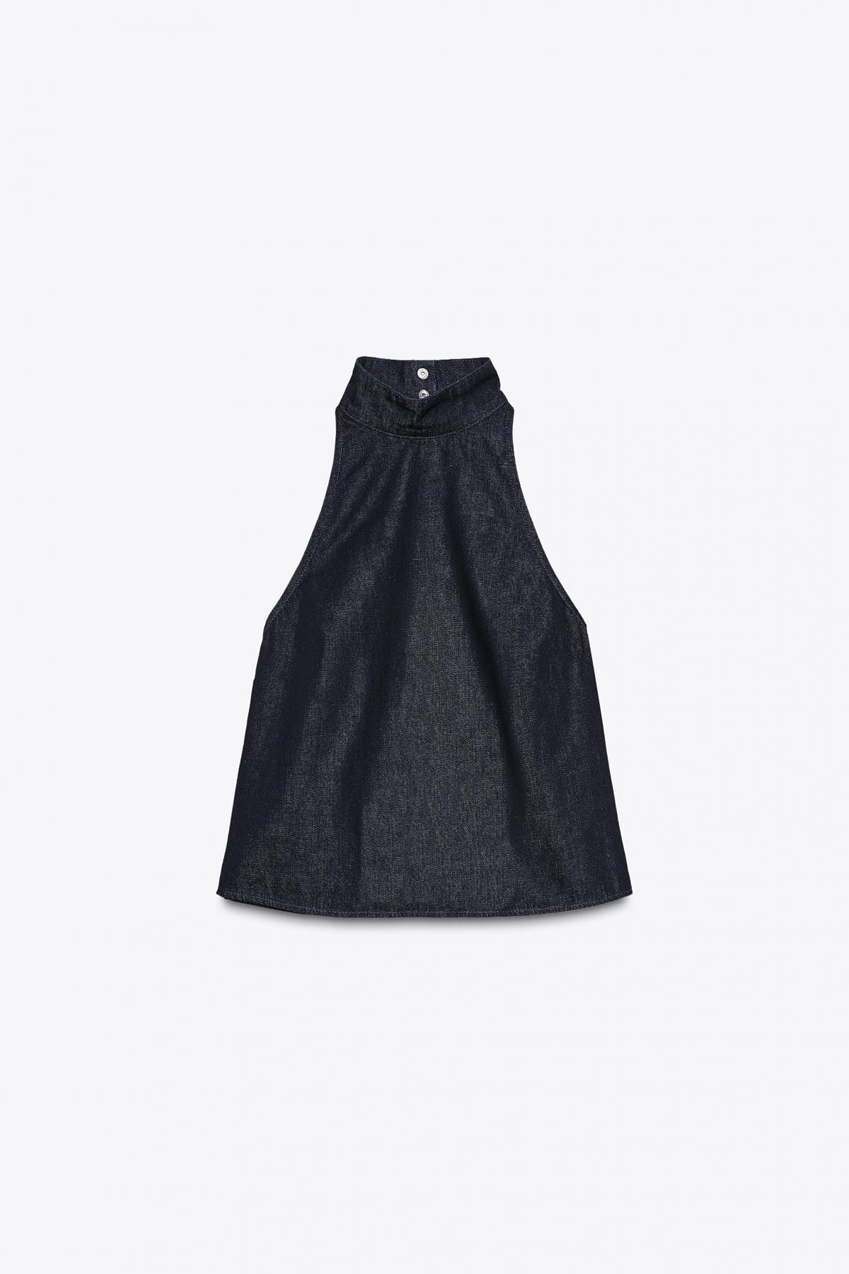 자라 데님 트렌디 오픈백 홀터넥 탑 6929/267 DARK INDIGO - 메인 이미지