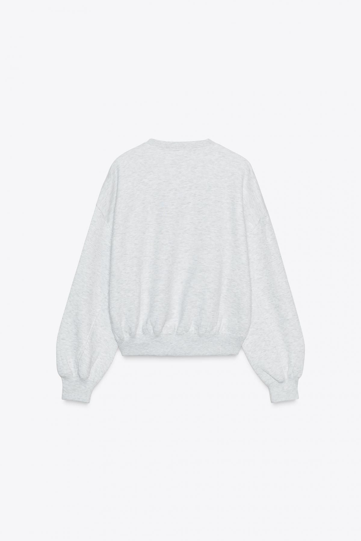 자라 라운드넥 베이직 플러시 긴팔 스웨트셔츠 8417/802 GREY MARL - 상세 이미지 2