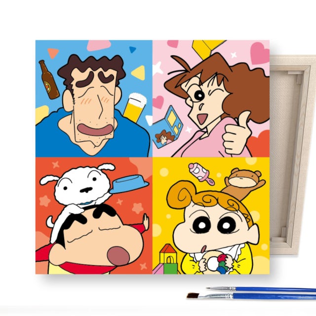 짱구 그림그리기 유화그리기 세트 DIY 25x25cm 짱구와 떡잎마을 방범대