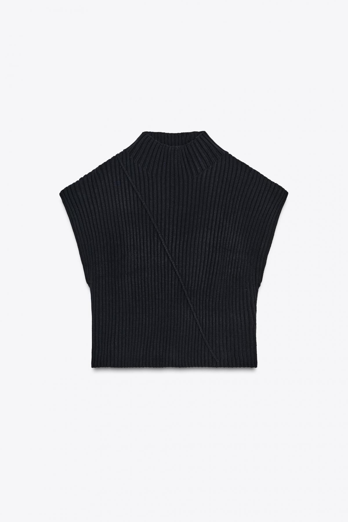 자라 하이넥 골지 니트 베스트 6771/113 NAVY BLUE - 메인 이미지