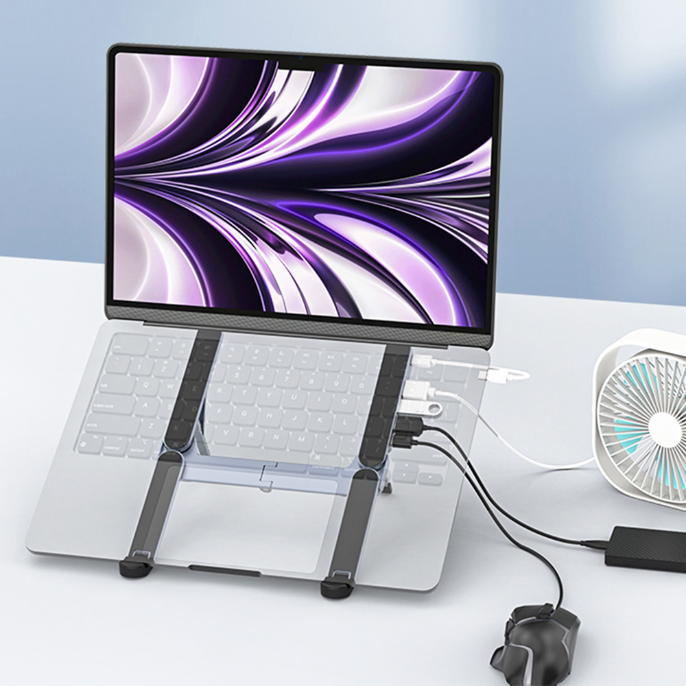 디큐브 4in1 멀티 허브 노트북 거치대 휴대용 접이식 맥북 거치대 - 상세 이미지 2