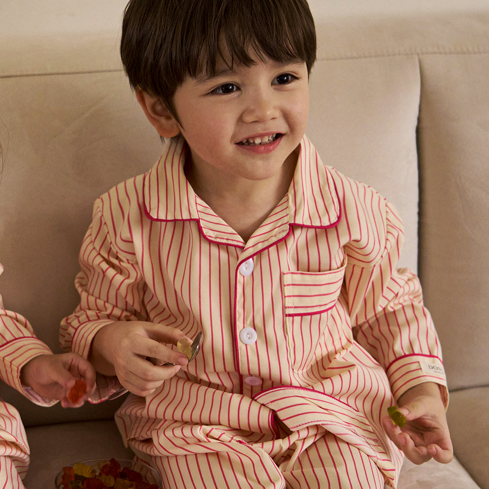 [도씨] 실크핏 러브썸 긴팔 키즈 잠옷 세트 제품 이미지