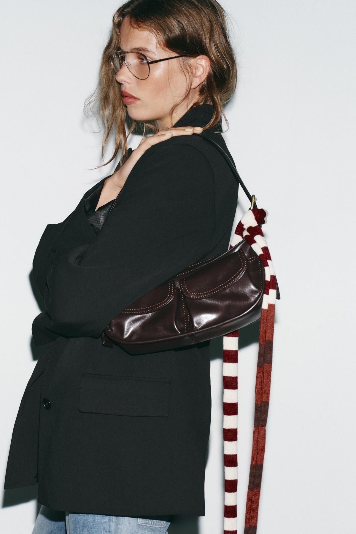 자라 테크니컬 멀티포켓 레더 숄더백 6365/610 BURGUNDY RED - 상세 이미지 4