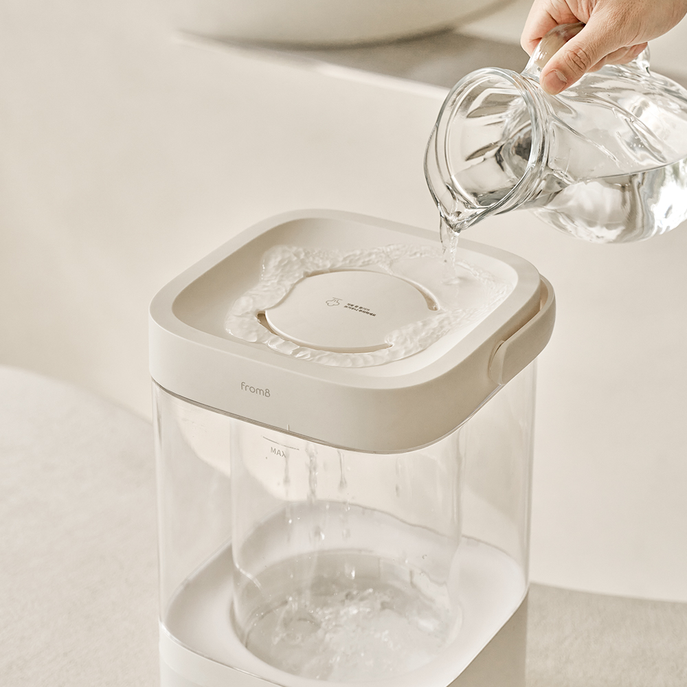 프롬비 퓨어글래스 무드등 대용량 가열식가습기 4L GL-2402 화이트