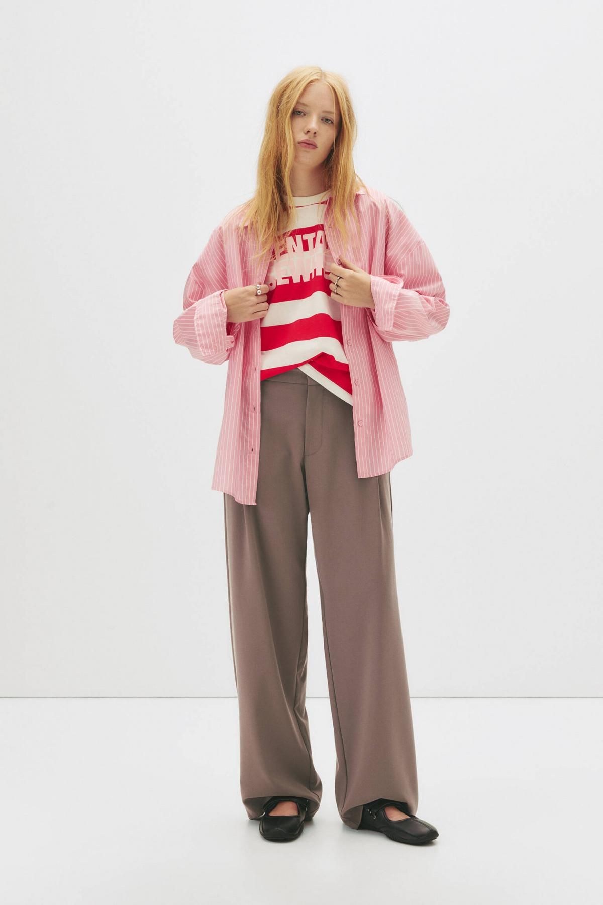 풀앤베어 플리츠 테일러드 와이드 팬츠 7675/350 BROWN - 상세 이미지 2