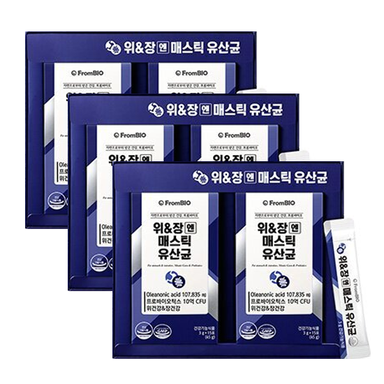 프롬바이오 위&장엔 매스틱 유산균 15포 위엔장 위앤장 위앤장앤 위엔장엔 15포, 6개