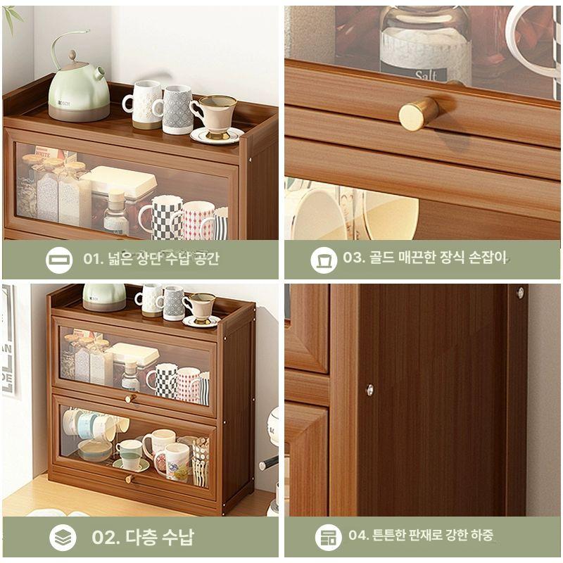 원목미니수납장 식탁위 다용도 약보관함 엔틱 틈새 티컬러 2단 40cm - 상세 이미지 5
