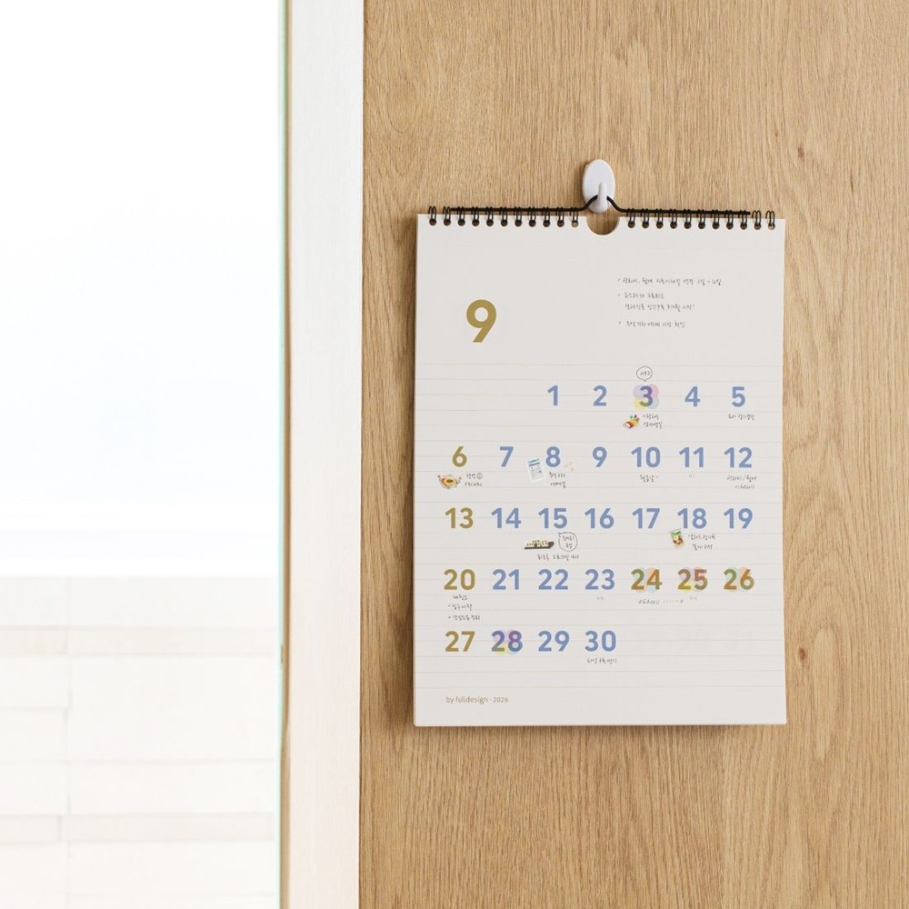 2026년 벽걸이 달력 A4 2026 벽 달력 소형 26년 낱장 캘린더 바이풀 이미지 2