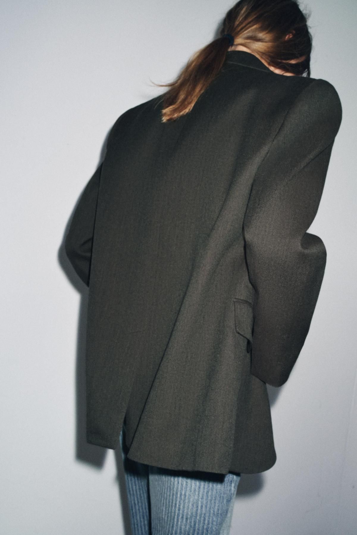 자라 오버사이즈 테크니컬 울 블레이저 8576/700 GREEN MARL - 상세 이미지 4