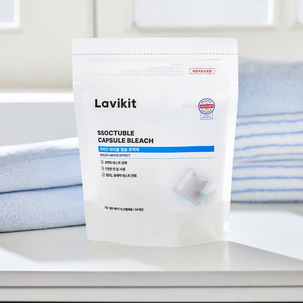 라비킷 쏙터블 캡슐 표백제 30개입 얼룩제거 흰옷빨래