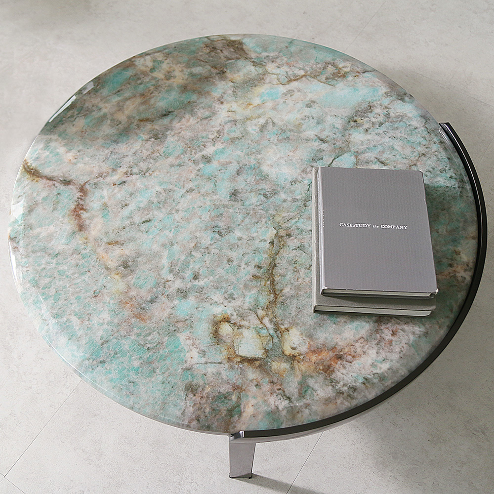 스코나 마키아 대리석 스텐 스틸 원형 듀얼 거실 소파 테이블 L