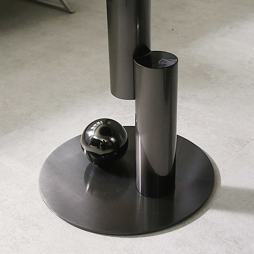 스코나 마키아 스텐 스틸 대리석 원형 듀얼 거실 소파 테이블 S