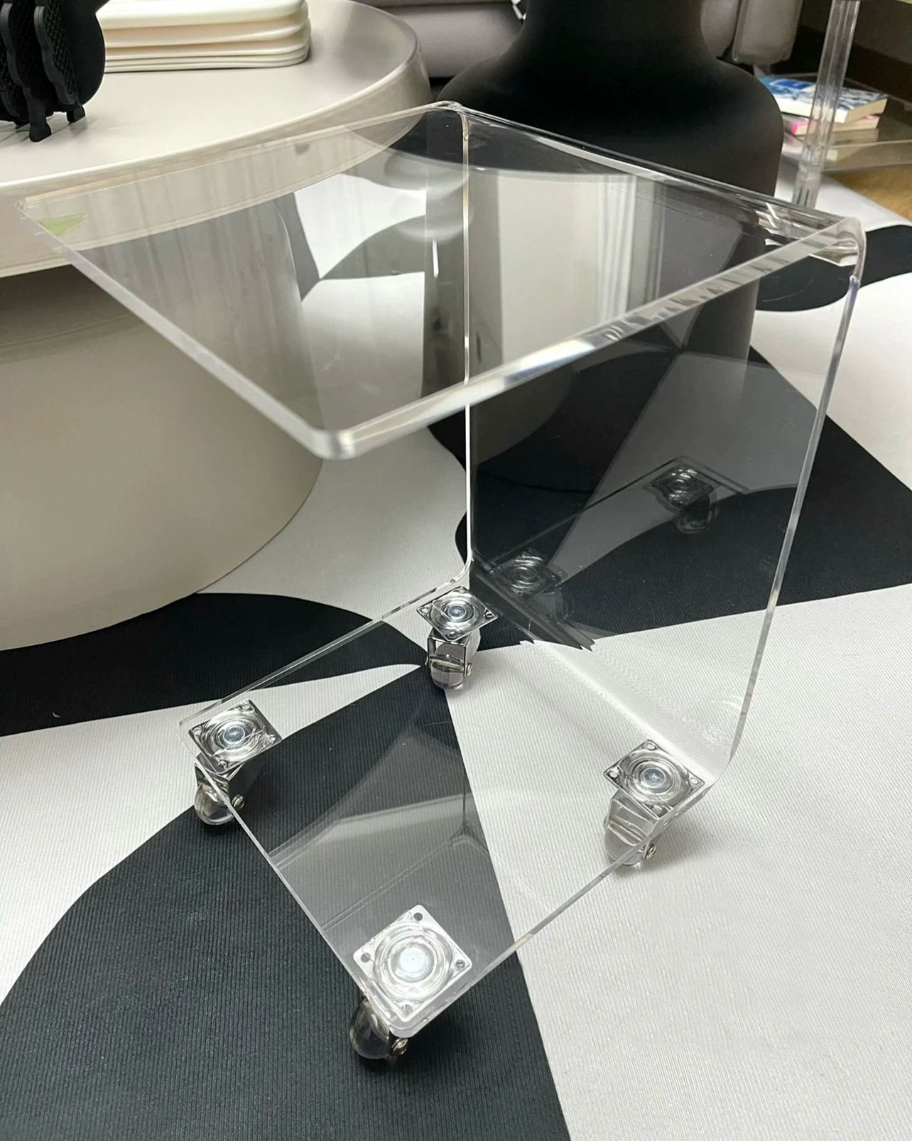 투명 아크릴 스툴 북카페 간이의자 매장 화장대 현관 투명 소형 305x195x220mm - 상세 이미지 3