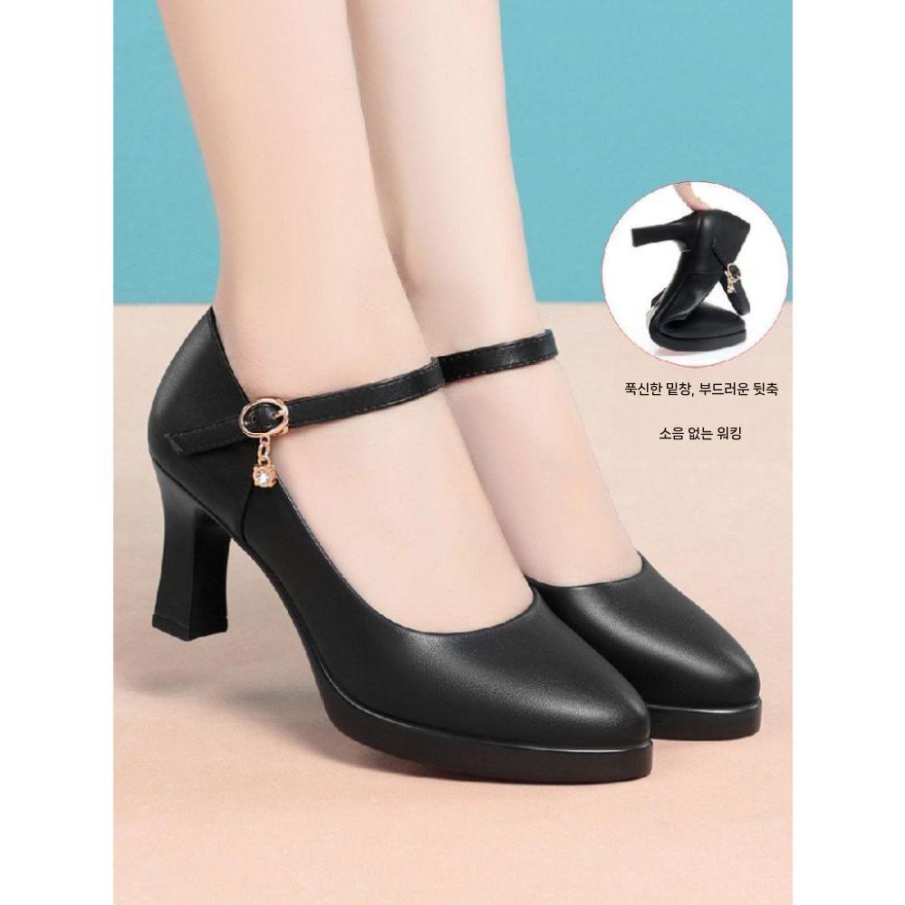 댄스화 스포츠댄스 재즈 공연 굽높은 슈즈 구두 사교 레드 7cm 36 - 상품 이미지