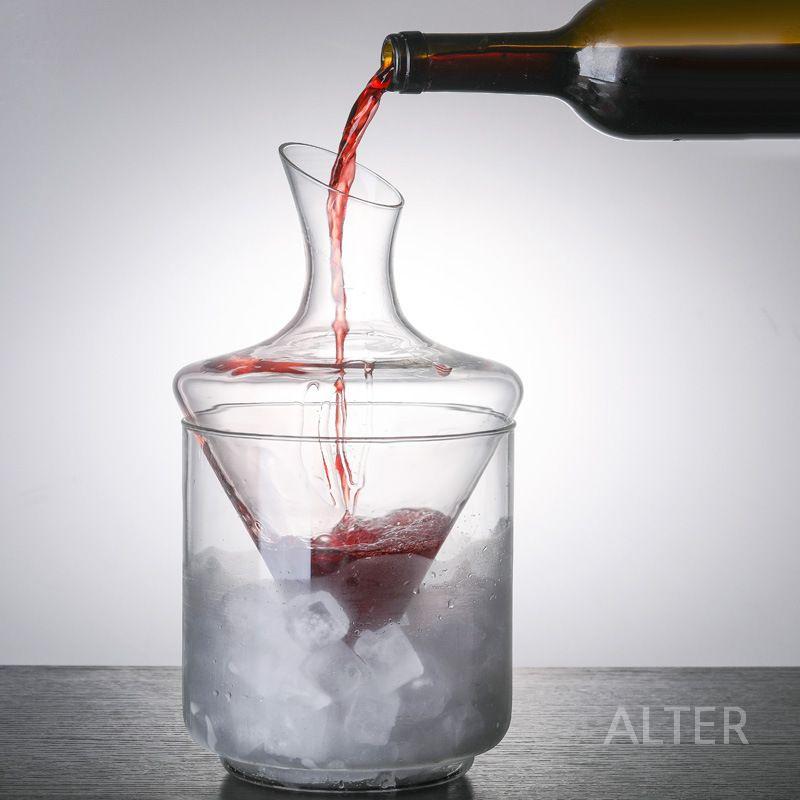 고급 와인 회전 무연유리 디캔터 얼음통 와인주전자 1000ml 기구 - 상세 이미지 2