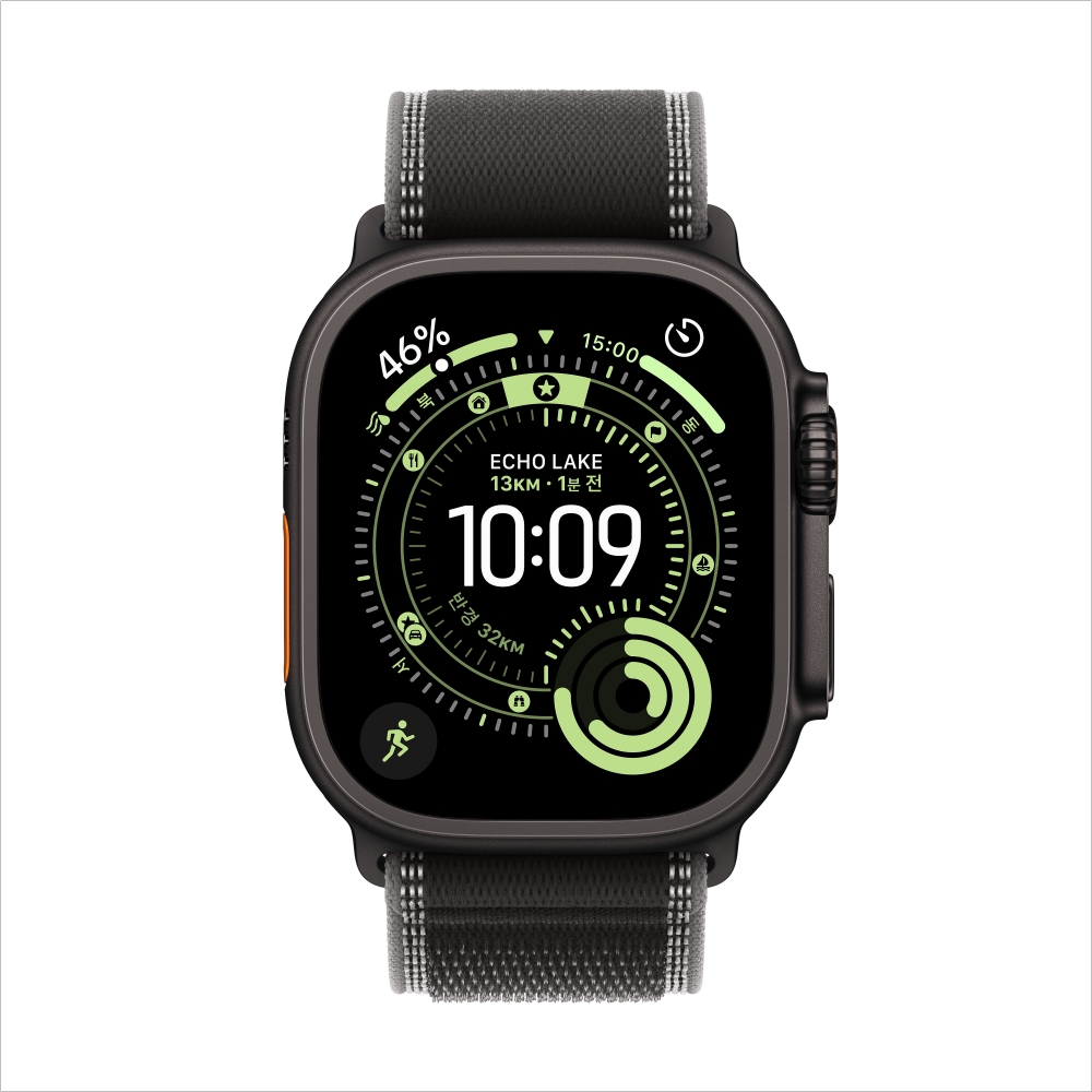 애플 애플워치 울트라 3 셀룰러 블랙 티타늄, 49mm, 블랙차콜 트레일 루프 S/M - 상세 이미지 2