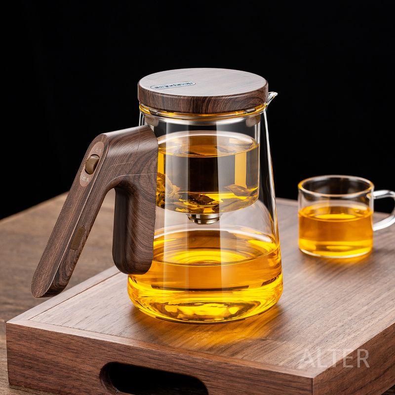 내열 다관 숙우 보이차 유리 티메이커 홍차 티팟 회전 자석 흡입컵 짧은 입 500ml - 상세 이미지 4