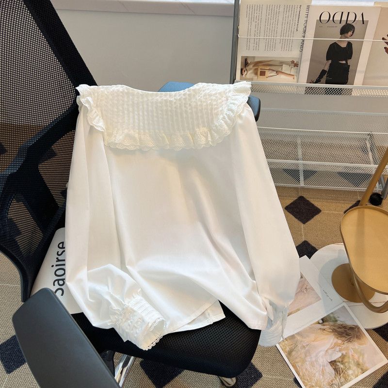 여성 쉬폰 셔츠 긴팔 러플 디자인 데일리 캐주얼 블라우스 가을용 스타일리시한 착용감 편안한 외출용 - 상세 이미지 2