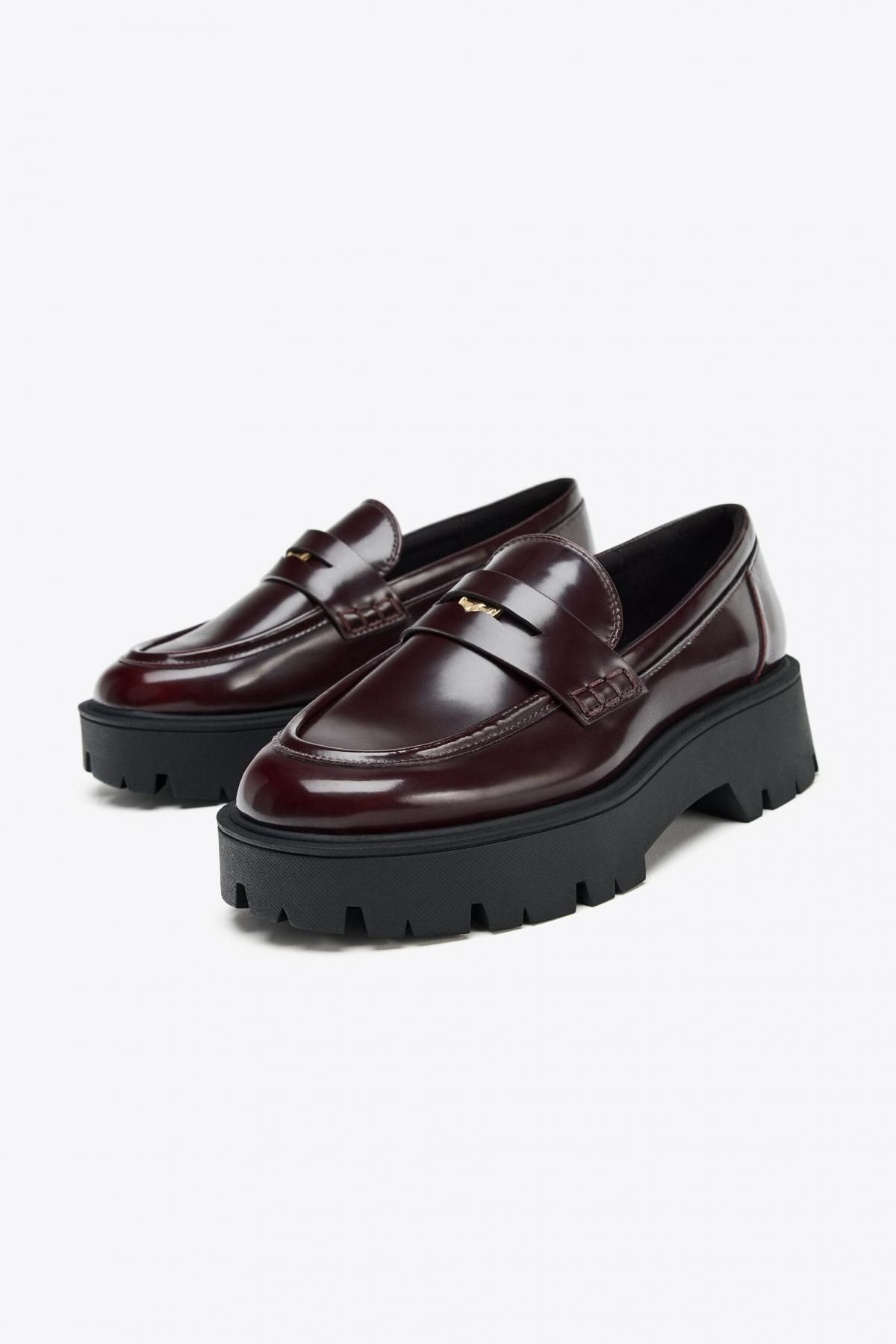 자라 페이턴트 플랫폼 페니 로퍼 3523/610 BURGUNDY RED - 상세 이미지 4