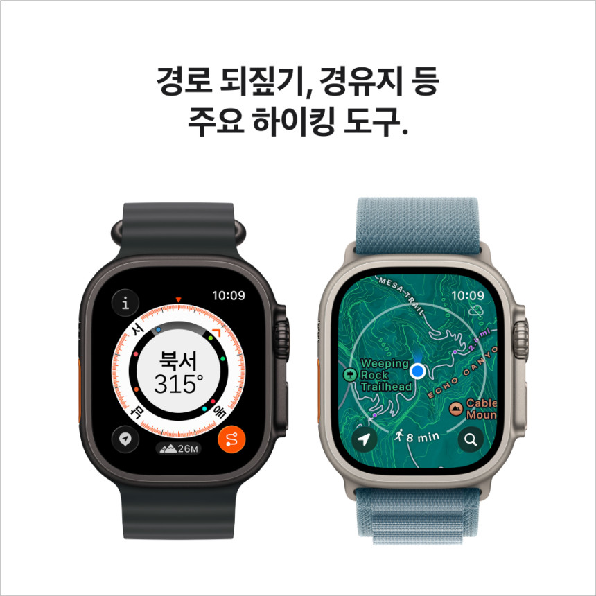 애플 애플워치 울트라 3 셀룰러 내추럴 티타늄, 49mm, 라이트블루 알파인 루프 L
