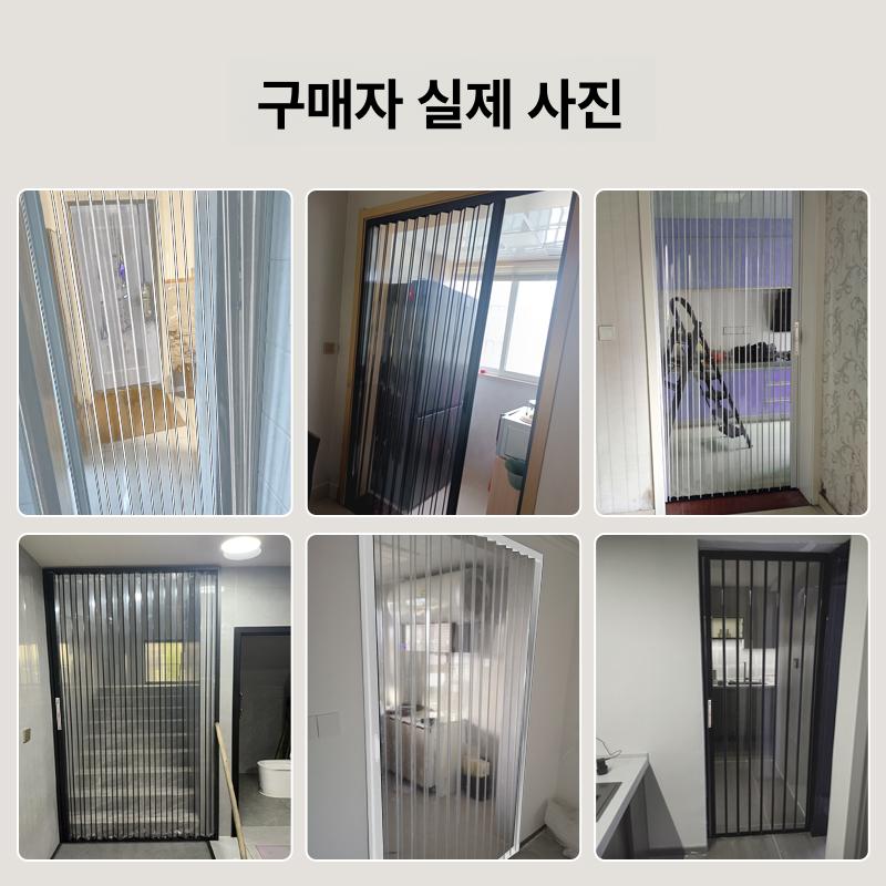 투명 홀딩도어 접이식 간이문 커튼 도어 플라스틱 투명 크리스탈 보드 화이트 프레임 - 상세 이미지 4