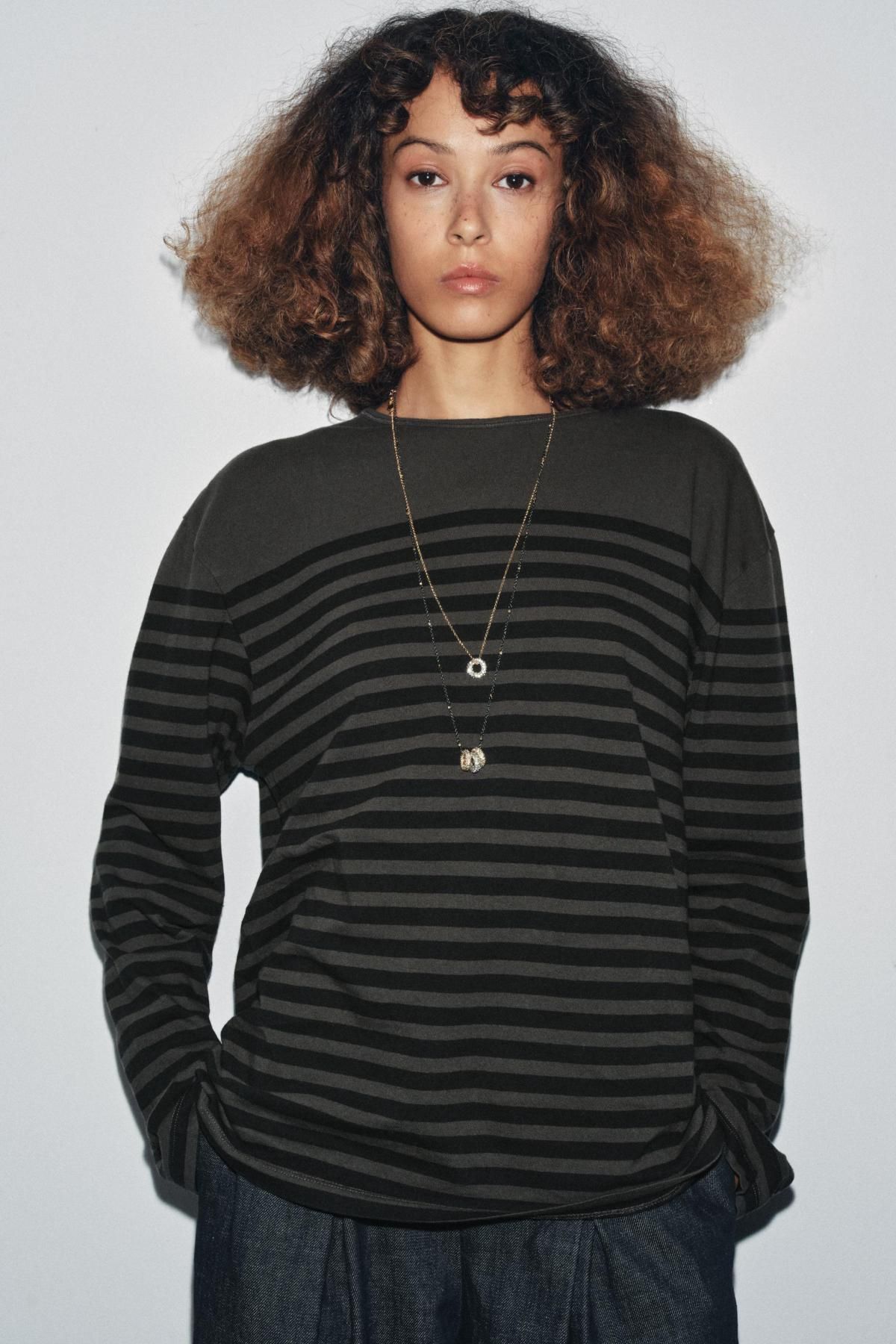 자라 스트라이프 베이직 긴팔 티셔츠 4424/725 STRIPED - 상세 이미지 3