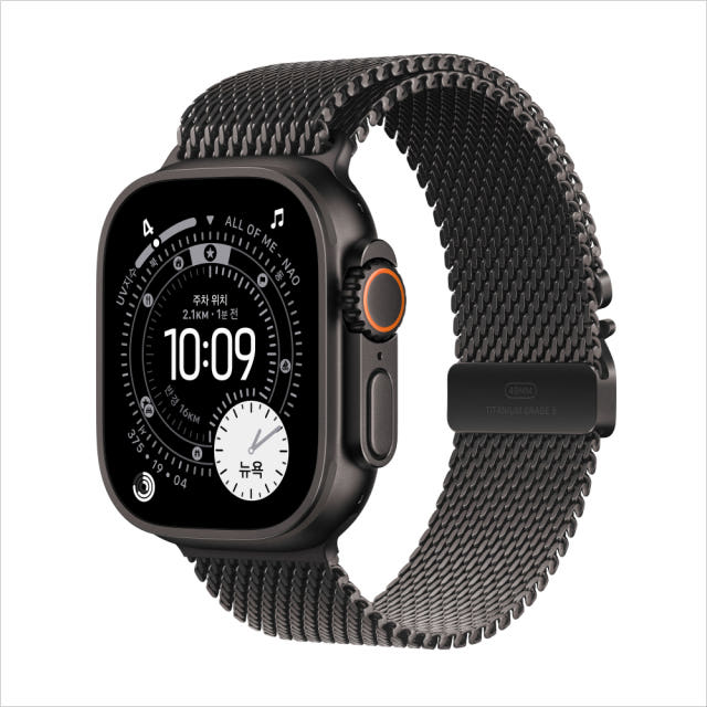 애플 애플워치 울트라 3 셀룰러 블랙 티타늄, 49mm, 블랙 티타늄 밀레니즈 루프 L