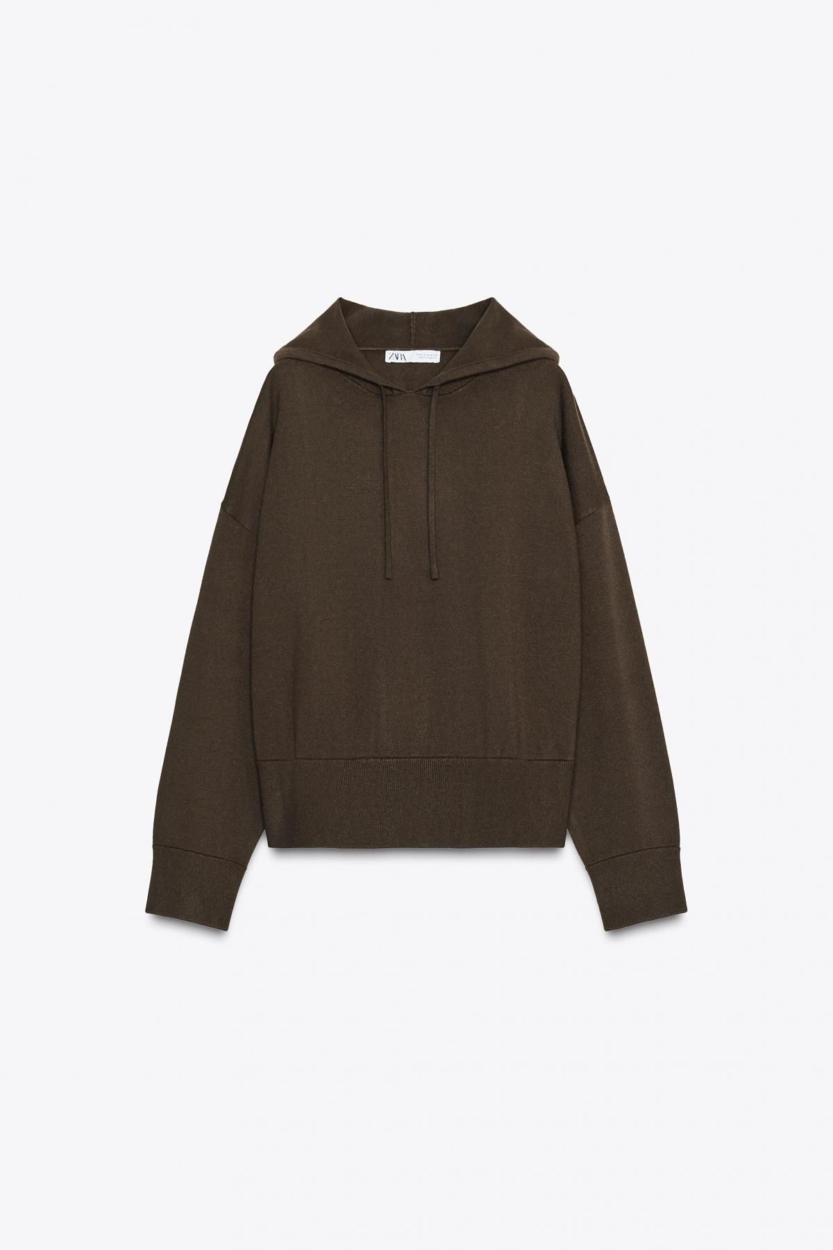 자라 베이직 니트 후드 스웨트셔츠 5536/017 BROWN - 메인 이미지