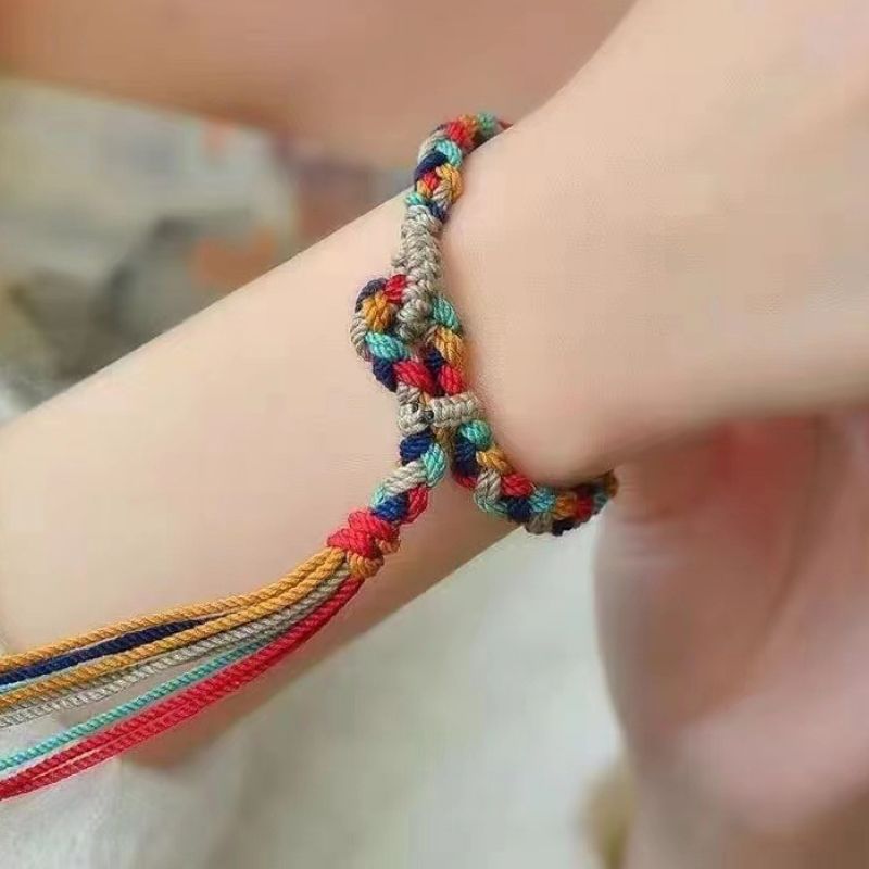 오색팔찌 불교 굿즈 악세사리 용품 세사 오색실 팔찌 오방실 법당 행사 실타래 오복 오색끈 - 상품 이미지