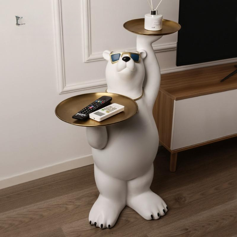 북극곰 장식 선물 거실 쟁반 크리스마스 침실 웨이터 인형 곰 고글 베어 80cm - 상품 이미지