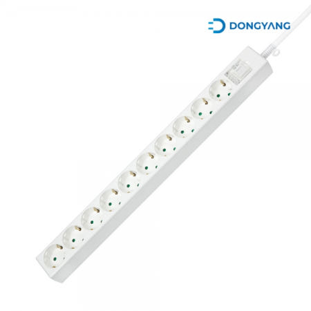 동양전자산업 10구 양극 차단형 멀티탭 화이트 DYM-G10C(SC)-025 (2.5m)