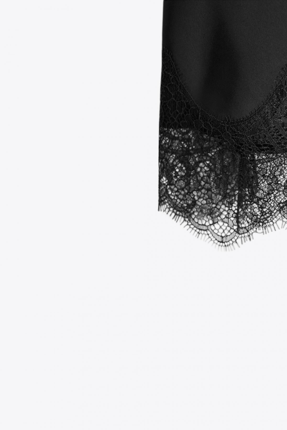 자라 레이스 테크니컬 새틴 미디 스커트 4391/538 BLACK - 상세 이미지 3