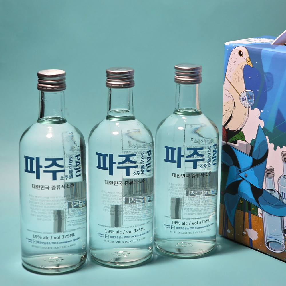 파주소주 선물세트 평화의 비둘기 에디션 2호 파주(19%) 375ml 19% 증류식소주 3입 1박스 - 상세 이미지 3