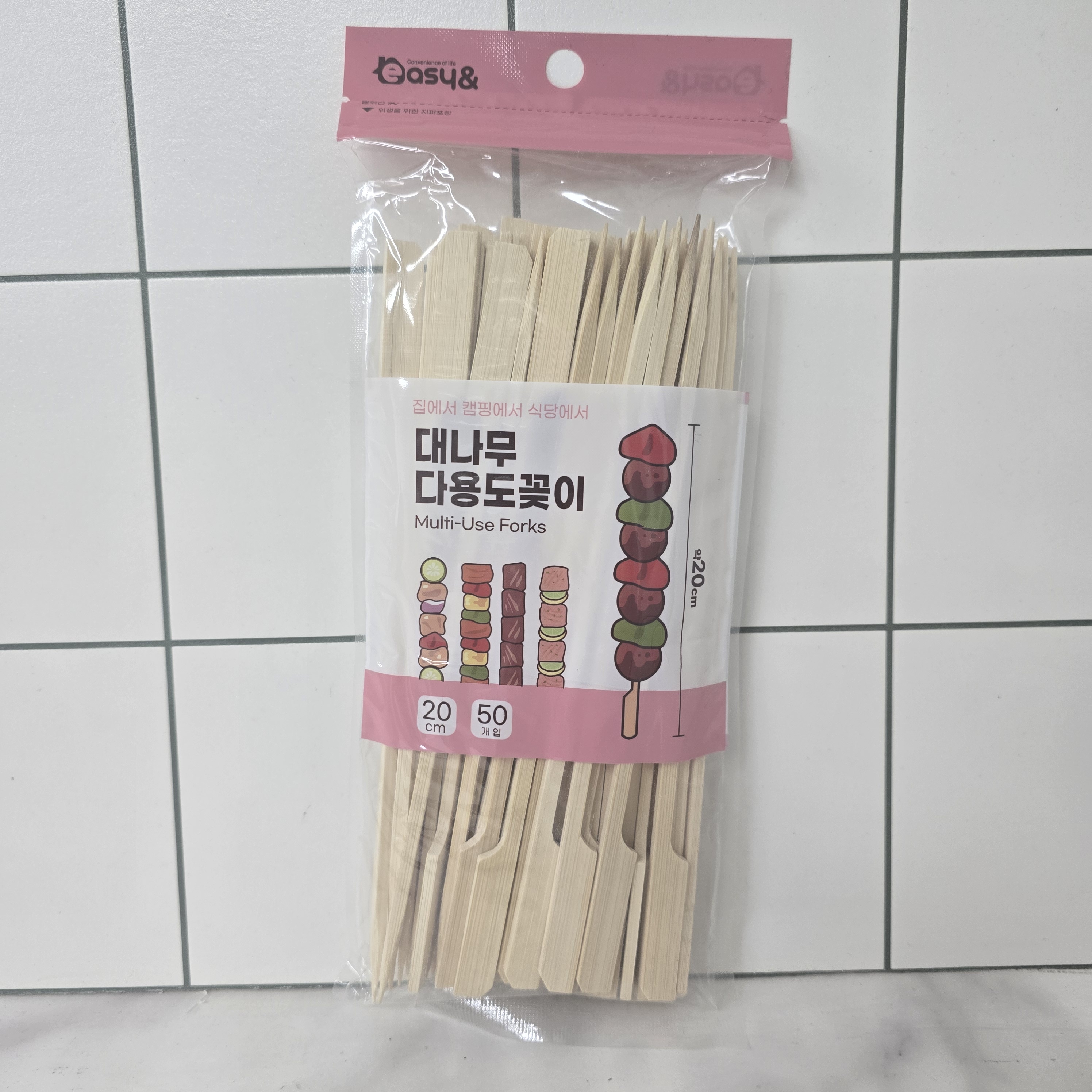 손잡이 대나무 꼬지 꼬치 10cm 30개 캠핑 햄버거 소시지 산적 나무 꼬치 막대 꽂이 - 상세 이미지 2