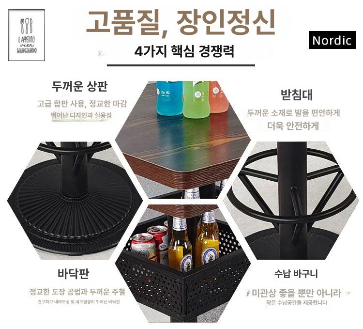 카페 업소용 바테이블 인테리어 와인바 높은 원목 테이블 하이백 등받이 원형 의자 2 - 상세 이미지 4