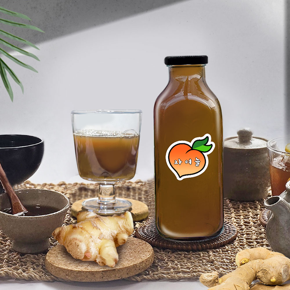국내산 유기농 생강청 500ml 유리병 수제 착즙 생강차 진저라떼