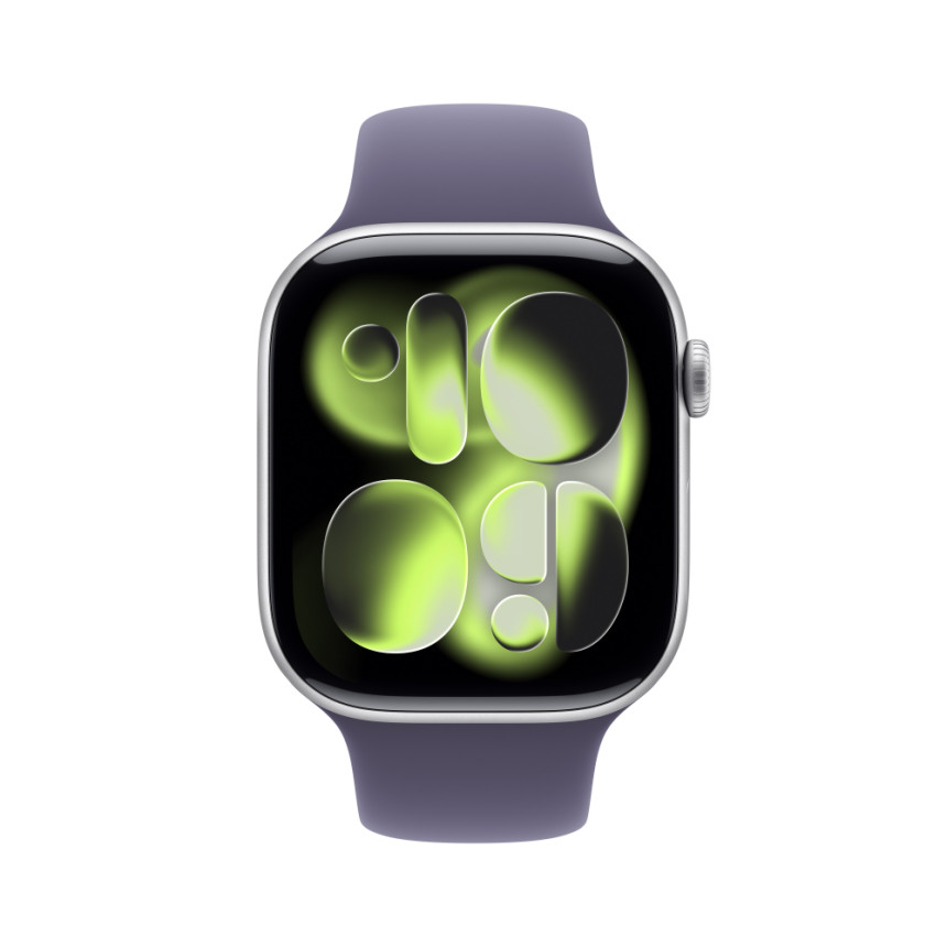 애플워치 11 GPS 실버 알루미늄, 46mm, 퍼플 포그 스포츠밴드 M/L
