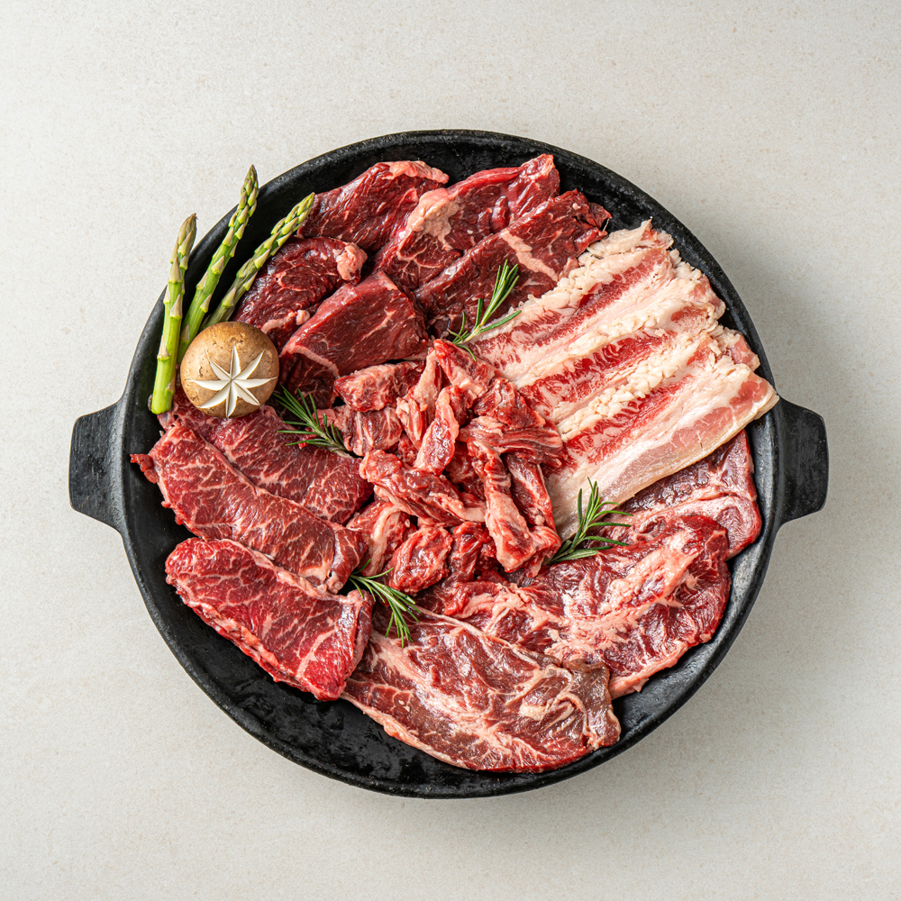 소고기 모듬 한판 갈비살 부채살 안창살 토시살 우삼겹 캠핑음식