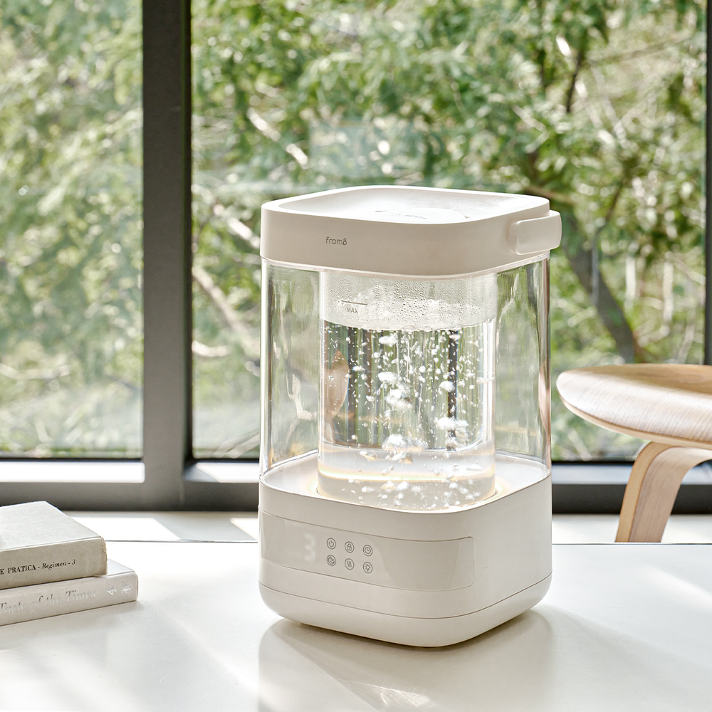 프롬비 퓨어글래스 무드등 대용량 가열식가습기 4L GL-2402 화이트