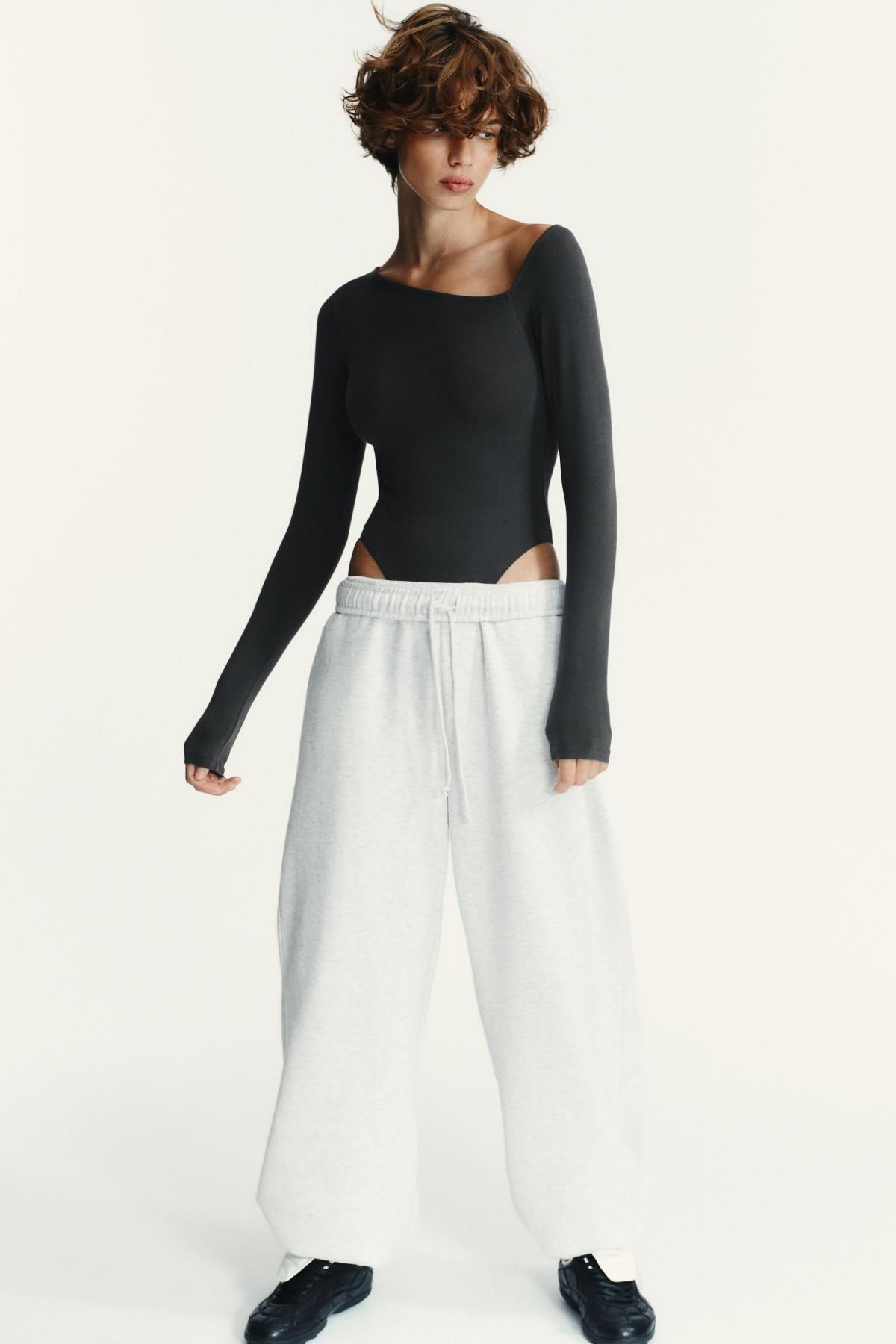 자라 미니멀 비대칭 긴팔 바디수트 4174/825 CHARCOAL GREY - 상세 이미지 2