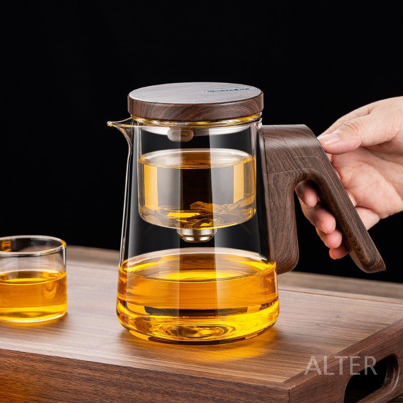 내열 다관 숙우 보이차 유리 티메이커 홍차 티팟 회전 자석 흡입컵 짧은 입 500ml - 상세 이미지 2