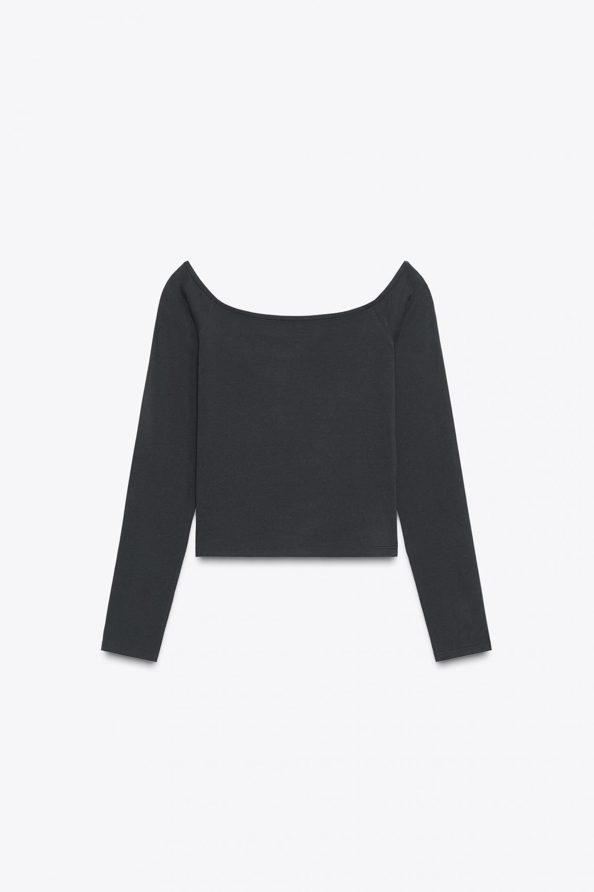 자라 베이직 오프숄더 긴팔 탑 4174/818 CHARCOAL GREY - 메인 이미지