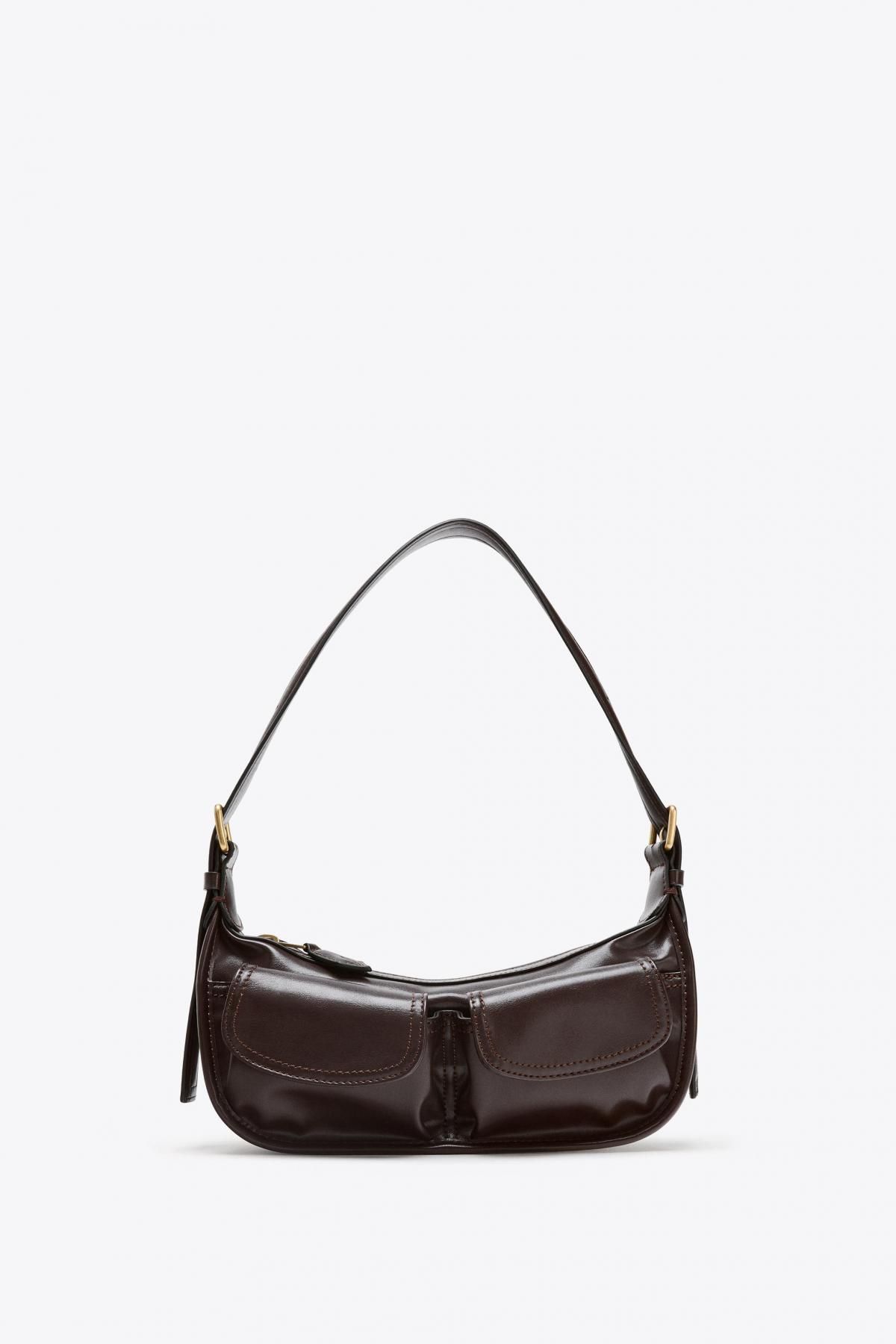 자라 테크니컬 멀티포켓 레더 숄더백 6365/610 BURGUNDY RED