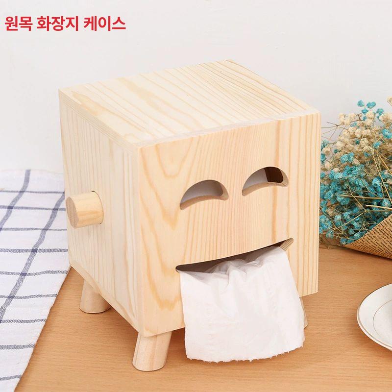 원목 스마일 티슈케이스 인테리어 수납박스 원목색 페이퍼 홀더 A형 - 상세 이미지 2