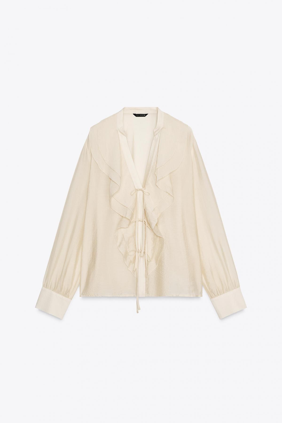 자라 러플 리본 아이보리 블라우스 6962/222 BEIGE - 메인 이미지